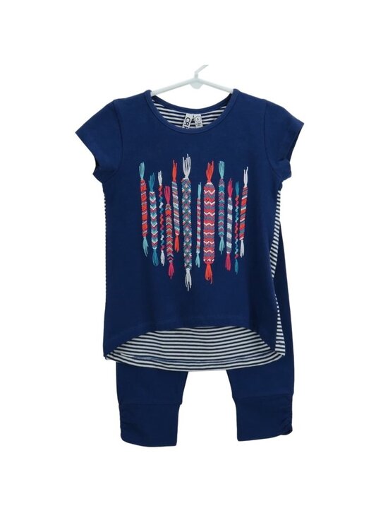 CR Kids Other - Girls 2-Piece Size 4 Top & Legging Set With Friendship Bracelet Print & Stripes